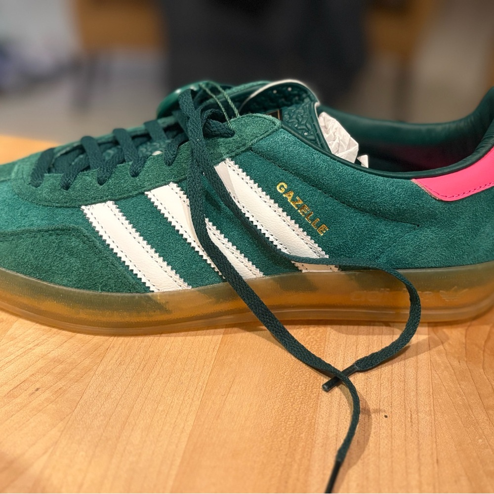 Adidas Gazelle Forest Green and Pink Sneakers